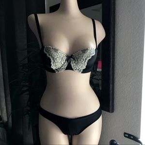 Black/Cream Butterfly Balconette Bra and Panty